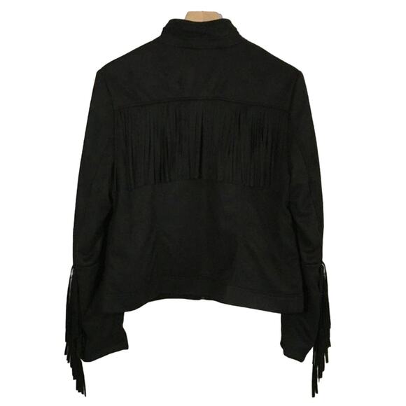 NWT Rachel Rachel Roy Fringe Vegan Suede Jacket - Black - Large - Picture 3 of 12